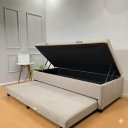 Ver imagem 3 de Cama Box Baú Solteiro com Auxiliar (Bicama) + Colchão Solteiro Espuma D20 12cm | Kit Completo com Ca