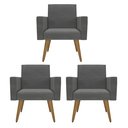 Ver imagem 1 de Kit 3 Poltronas Nina Premium: Suede/cinza-escuro