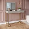 Escrivaninha Penteadeira com 1 Gaveta e Espelho P1040 Champagne/arenas - 2
