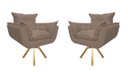 Ver imagem 1 de Kit 2 Poltronas Decorativa Opala Base Giratória Suede Capuccino Mz Decor