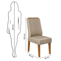 Conjunto de Sala de Jantar 4 Cadeiras Tampo sem Vidro 170x90 Cm Dj Móveis Kiara Freijó Lidia Kraft - 7