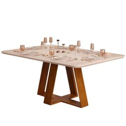 Conjunto de Sala de Jantar 4 Cadeiras Tampo sem Vidro 170x90 Cm Dj Móveis Kiara Freijó Lidia Kraft - 2