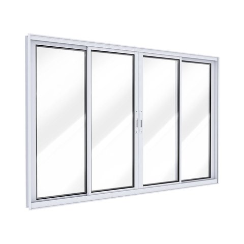 Janela de Alumínio de Correr 2 Folhas Móveis e 2 Folhas Fixas 100x200cm Lucasa Ideale Branco