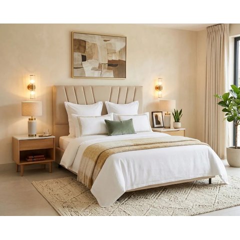 Cabeceira para Cama Box Casal Estofada 140 cm Mel Bege Bege