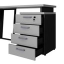 Ver imagem 7 de Mesa L 150cm Pé Metal Gaveteiro 4 Gavetas e Chave F5 Office Cor:cinza Sagrado com Preto