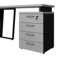 Ver imagem 6 de Mesa L 150cm Pé Metal Gaveteiro 4 Gavetas e Chave F5 Office Cor:cinza Sagrado com Preto