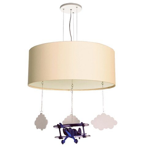 Luminária de Teto Pendente Infantil Avião 30cm:cru6200