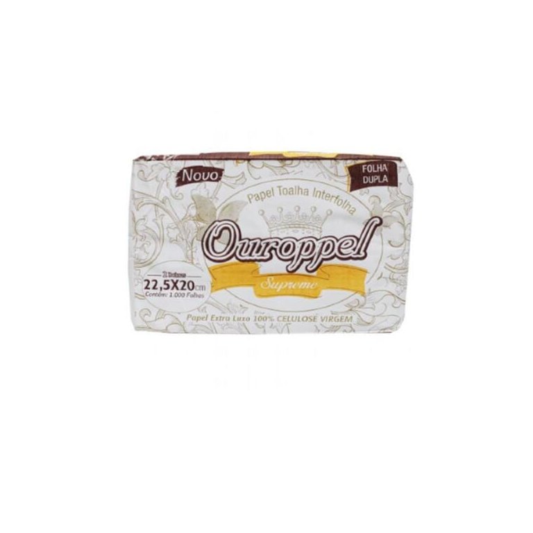 Papel Interfolha Folha Dupla Branco Luxo Banheiro - Ouroppel