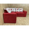 Sofá Canto Vermelho com Floral 608/86 Belo - 3