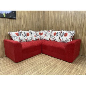 Sofá Canto Vermelho com Floral 608/86 Belo