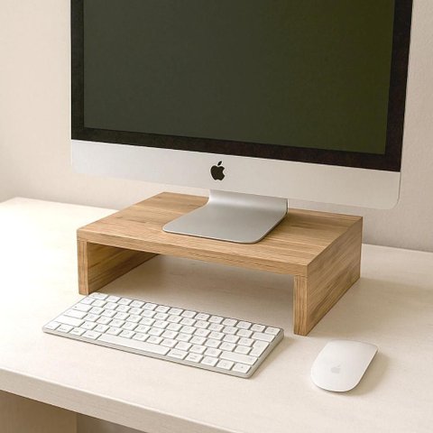 Suporte para Monitor de Mesa 30cm x 22cm MDF Macadâmia F5 Office