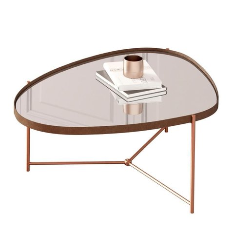 Mesa de Centro Orgânica Alamanda Espelhada Castanho Bronze