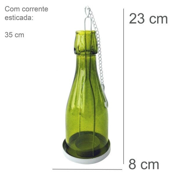 Lanterna Decorativa em Vidro Estilo Garrafa 23cmx8cm Isadora Design - 2