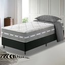 Ver imagem 2 de Cama Box Solteiro King Preto + Colchão Molas Ensacadas Miami 96x203x60cm