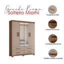 Ver imagem 4 de Guarda Roupa Solteiro Ambiente Miami 4 Portas Carvalho Fendi com Espelho - Moval