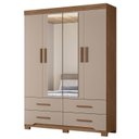 Ver imagem 5 de Guarda Roupa Solteiro Ambiente Miami 4 Portas Carvalho Fendi com Espelho - Moval