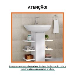 Gabinete Armário De Banheiro Para Pia De Coluna 6 Prateleiras Verçosa Branco - 5