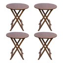 Ver imagem 1 de Kit 4 Mesas Redondas Dobráveis em Madeira Maciça 70x70 Ideal para Bares e Restaurantes - Imbuia