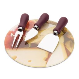 Jogo Para Queijo Redondo Base De Vidro 4 Peças Hauskraft - 1 Jogo Para Queijo Redondo Base De Vidro 4 Peças Hauskraft - 1