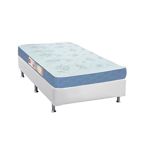 Cama Box Solteiro Colchão Espuma D45 Castor Sleep Max + Base CRC Courano White(88x188)