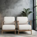 Ver imagem 1 de Kit 2 Poltronas Decorativas Madeira Maciça Jequitibá Tecido Algodão Toscana
