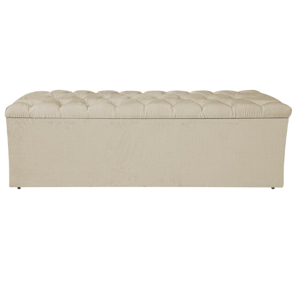 Kit Cabeceira e Calçadeira Liverpool 160 cm Queen Size Linho Bege - Amarena Móveis - 3