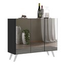 Ver imagem 1 de Aparador Buffet 3 Portas Com Espelho Retrô Vegas V1013 Preto/Branco Preto/Branco