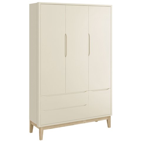 Guarda-Roupa Retrô 3 Portas Classic New Areia Fosco com Natural - MoveisAqui
