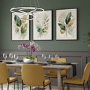Ver imagem 5 de Kit 3 Quadros Verde Dourado Aquarela 60x80 com Vidro:preta