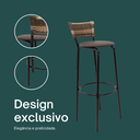 Ver imagem 4 de Kit 3 Banquetas 80cm para Balcão Ilha Bancada Área Gourmet Encosto em Junco Banco Itagold