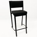 Ver imagem 2 de Kit 3 Banquetas para cozinha Empilhável preta assento e encosto estofados em linho cor preto