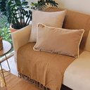 Ver imagem 7 de Manta de Sofa 100% Algodao Artesanal Marrom Caramelo 220 x 300 (King)