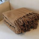 Ver imagem 2 de Manta de Sofa 100% Algodao Artesanal Marrom Caramelo 220 x 300 (King)