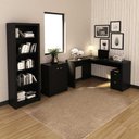 Ver imagem 2 de Kit para Escritório com Mesa em L Balcão e Estante 5 Nichos Cor:preto