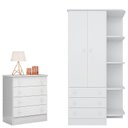 Ver imagem 1 de Cômoda e Guarda Roupa Infantil com Cantoneira Doce Sonho Branco - Qmovi