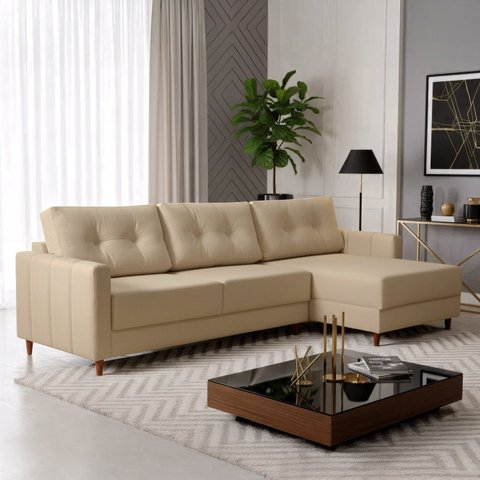 Sofá Living 260cm Chaise Lado Direito Eros