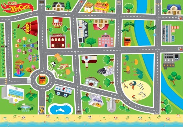 Tapete Ilustrativo Pista Carrinho Hot Wheels 1,20x1,75 M - 1