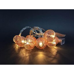 Cordão Luz LED Natal 10 Bolas Metalizadas Rosê Warm 2,3M - 3