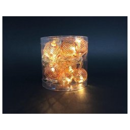 Cordão Luz LED Natal 10 Bolas Metalizadas Rosê Warm 2,3M - 2