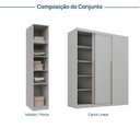 Ver imagem 4 de Guarda-roupa Modular de Canto 2 Peças 3 Portas com 2 Portas de Correr Jade CabeCasa MadeiraOriginals