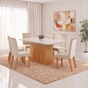 Ver imagem 1 de Conjunto Sala de Jantar Mesa Dora 160cm Tampo MDF e Vidro Canto Arredondado 6 Cadeiras Tainá