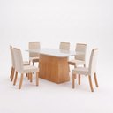 Ver imagem 2 de Conjunto Sala de Jantar Mesa Dora 160cm Tampo MDF e Vidro Canto Arredondado 6 Cadeiras Tainá