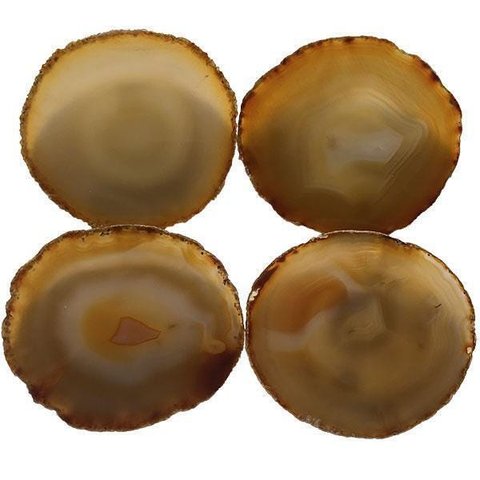 Porta Copos De Ágatas Naturais 10 A 13 Cm - Kit 4 Peças