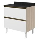 Ver imagem 1 de Balcao com Tampo 2 Gavetoes MDF 80 cm Kali 1641222 Bianco Toq Branco Nicioli