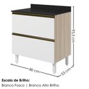 Ver imagem 2 de Balcao com Tampo 2 Gavetoes MDF 80 cm Kali 1641222 Bianco Toq Branco Nicioli