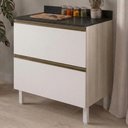Ver imagem 3 de Balcao com Tampo 2 Gavetoes MDF 80 cm Kali 1641222 Bianco Toq Branco Nicioli