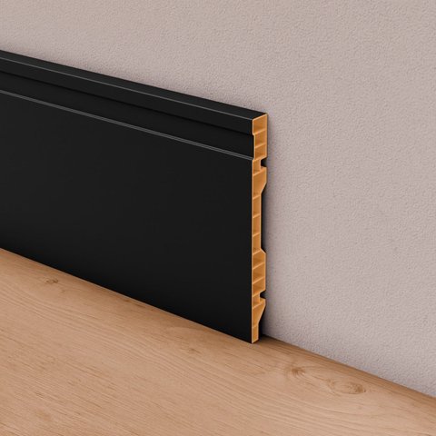 Rodapé PVC Edge Pretro Frisado 15CMX15MMX2M Preto Arkhé Decor
