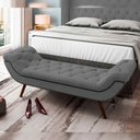 Ver imagem 1 de Puff Recamier Decorativo com Tachas 160 cm Santorini Linho Cinza Escuro - Lyam Decor