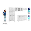 Ver imagem 3 de Cozinha de Aço Completa com Balcão para Pia Clara Multimóveis CR6154 Branco