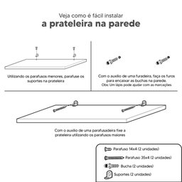 Kit 3 Prateleira Branca MDF 60 x 10cm Suporte Cantoneira - 6